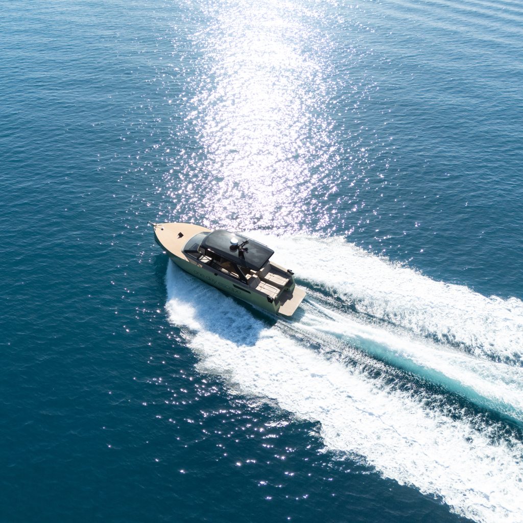 Aerial view of private boat tour from Split to Korčula